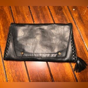 Big Buddha women’s black clutch with hidden chain strap